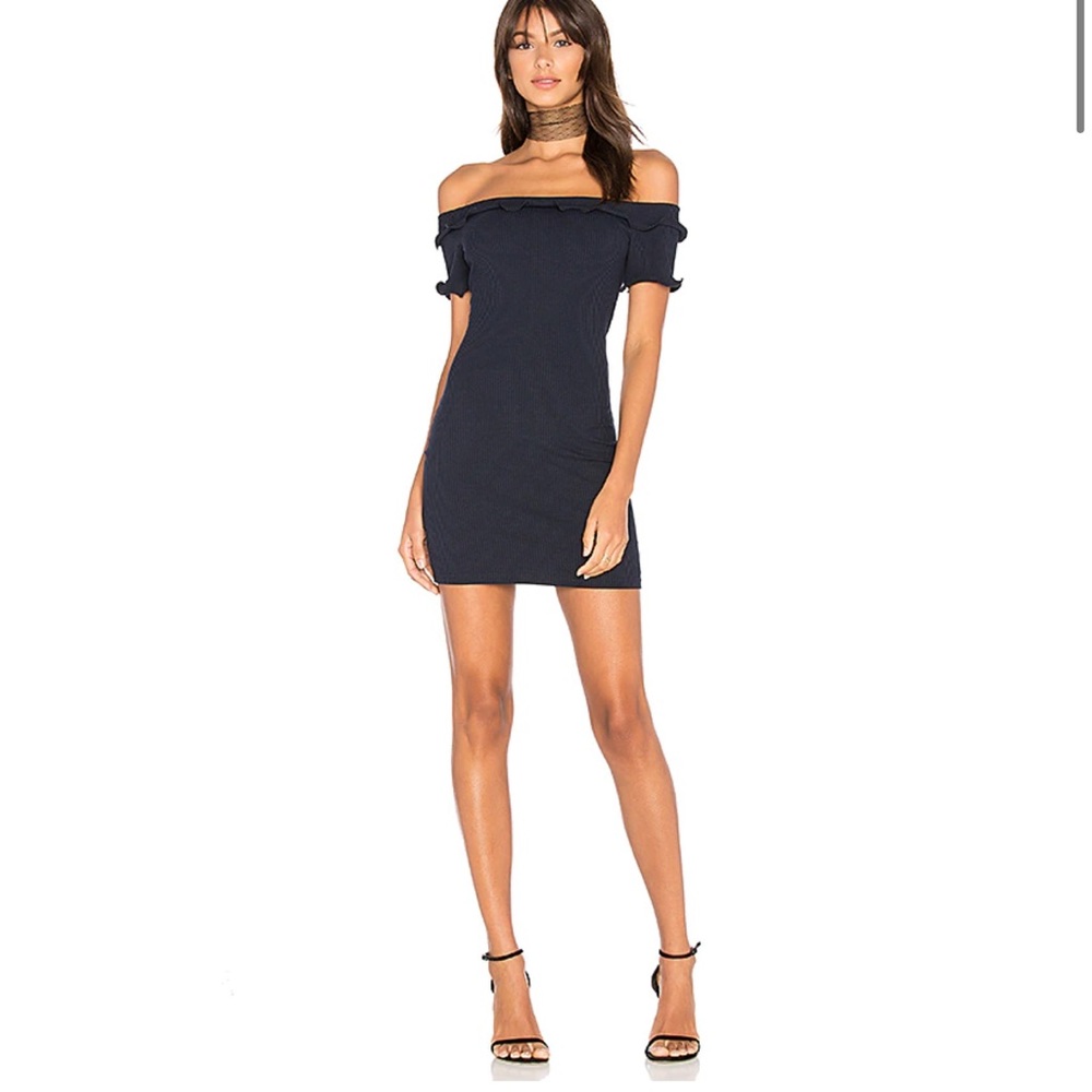 Revolve Lainey Ruffle Mini Dress in Navy